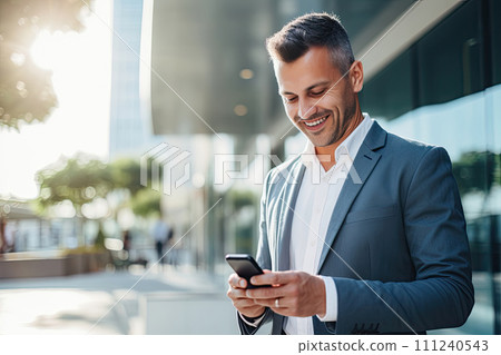 Businessman with Smartphone, Generative AI 111240543
