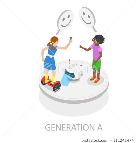 3D Isometric Flat Vector Illustration of Social Generations. Item 1 111241474