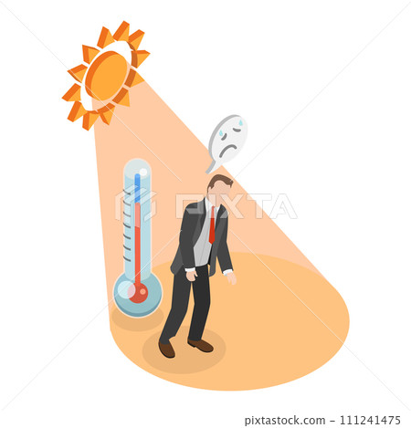 3D Isometric Flat Vector Illustration of Heatstroke. Item 1 3D Isometric Flat Vector Illustration of Heatstroke. Item 1 111241475