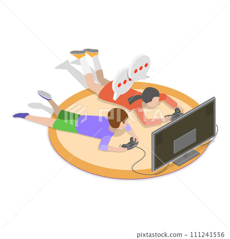3D Isometric Flat Vector Set of Video Game Scenes. Item 3 111241556