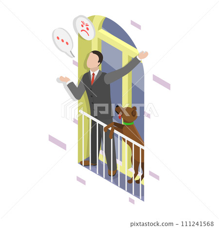 3D Isometric Flat Vector Illustration of Dispute Between Neighbors. Item 2 111241568