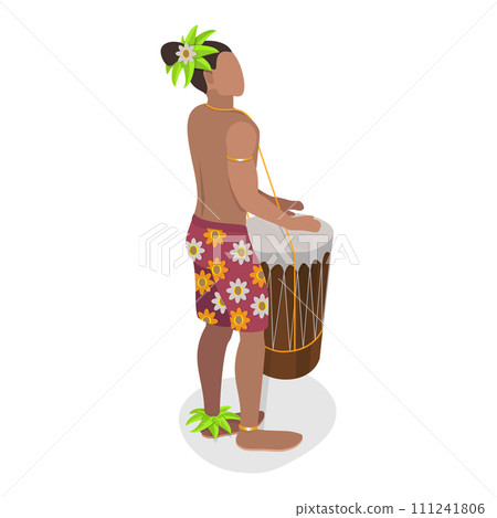 3D Isometric Flat Vector Set of Hawaiian Dancers. Item 4 3D Isometric Flat Vector Set of Hawaiian Dancers. Item 4 111241806