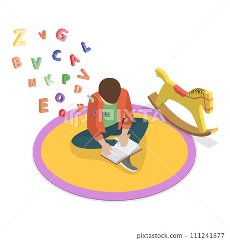 3D Isometric Flat Vector Illustration of Dyslexia. Item 1 111241877
