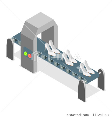 3D Isometric Flat Vector Illustration of Leather Shoes Production. Item 3 111241907