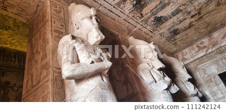 Statues of the Great Temple of Amun at sunset, Karnak Temple most famous view, Luxor, Egypt Statues of the Great Temple of Amun at sunset, Karnak Temple most famous view, Luxor, Egypt 111242124