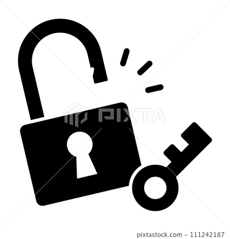 key and lock silhouette - Stock Illustration [111242187] - PIXTA