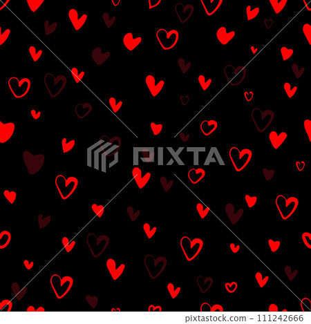 Seamless pattern of small red hearts. With love. hand drawing. Not AI. Happy Valentine's Day. Vector illustration 111242666