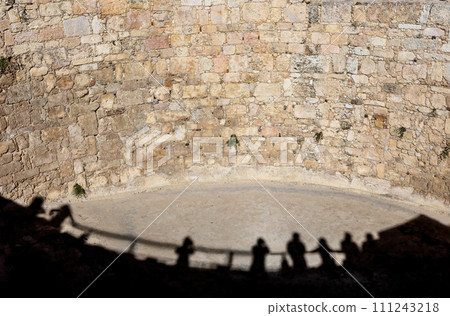 Shadows of tourists at Famous The Amman Citadel Shadows of tourists at Famous The Amman Citadel 111243218