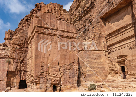 Side view of the Royal Tombs in Petra. Jordan Kingdom. Side view of the Royal Tombs in Petra. Jordan Kingdom. 111243222