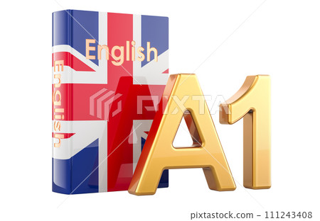 A1 English level, concept. Level elementary, beginner. 3D rendering A1 English level, concept. Level elementary, beginner. 3D rendering 111243408