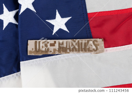 U.S. MARINES Branch Tape on national USA flag U.S. MARINES Branch Tape on national USA flag 111243456