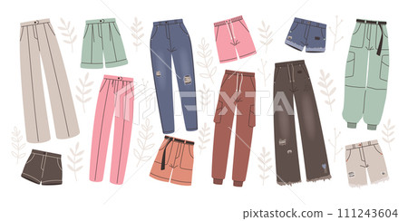 Collection of fashionable women pants set design 111243604