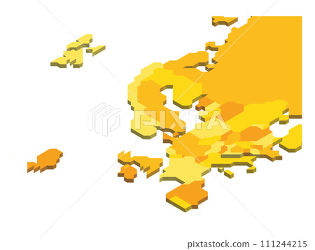 Isometric political map of Europe. Colorful blank map on white background. 3D vector illustration 111244215
