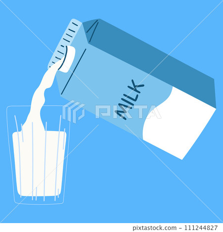 Hand drawn package and glass of milk. Vector flat illustration Hand drawn package and glass of milk. Vector flat illustration 111244827