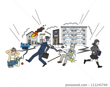 大地震後人們驚慌失措的插圖 111245749