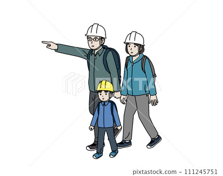 一家人前往疏散中心的插圖 111245751