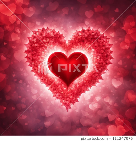 Red Heart shape with bokeh background 111247076
