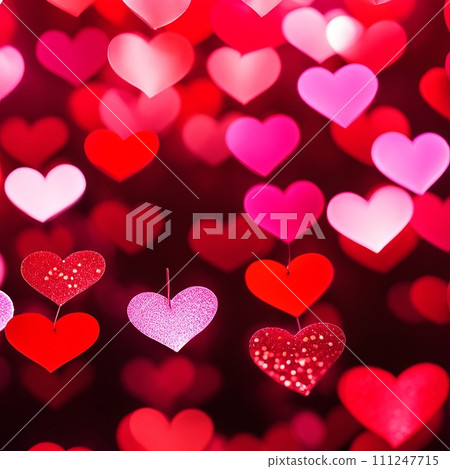 Red hearts bokeh background 111247715