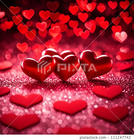 Red hearts bokeh background Red hearts bokeh background 111247742