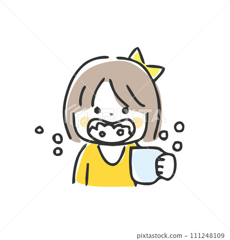 Illustration of a child gargling 111248109