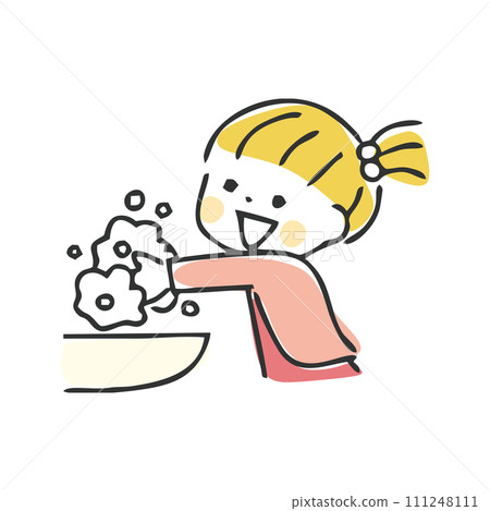 Illustration of a child washing hands Illustration of a child washing hands 111248111