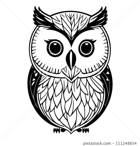 owl animal illustration sketch hand draw black 111248654