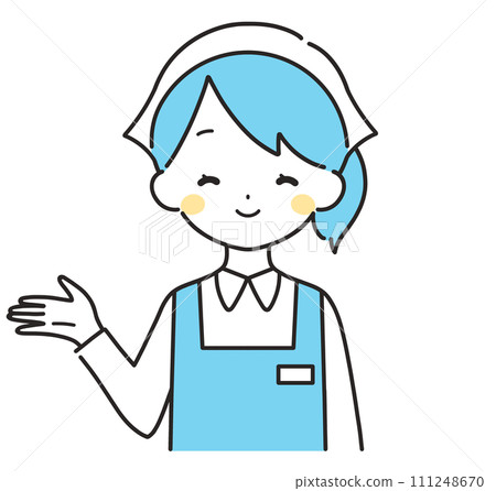 淺藍色｜三角吊帶引導右手的女店員｜圍裙 111248670