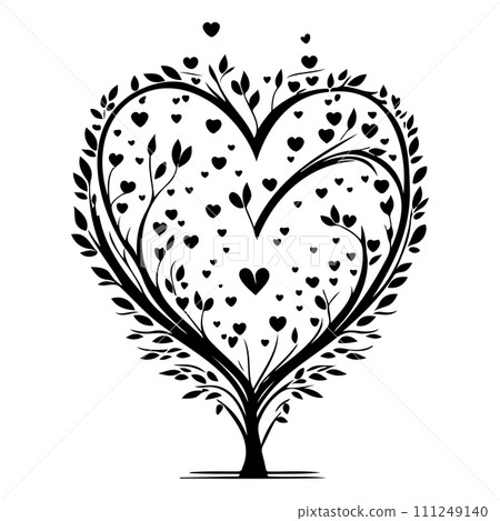 valentine tree love floral illustration sketch hand draw black valentine tree love floral illustration sketch hand draw black 111249140