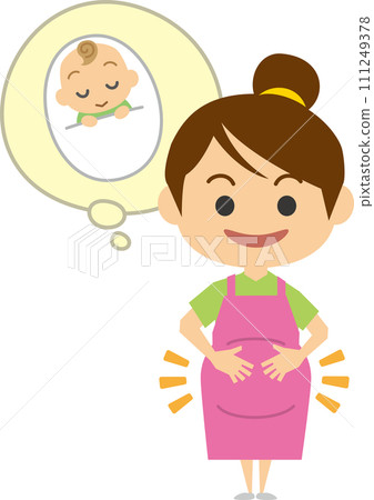 孕婦感覺胎動的圖像插圖 111249378