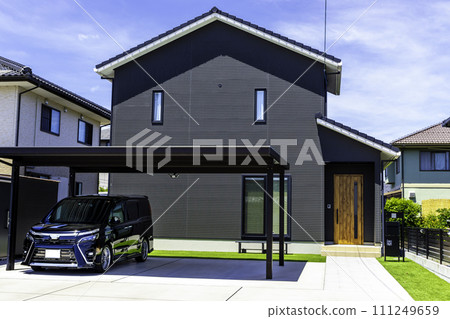modern house with carport 111249659
