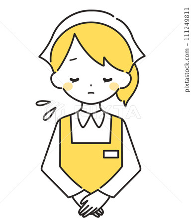 黃色 | 女店員鞠躬道歉 | 圍裙 111249811