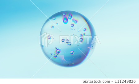 Abstract glass sphere with bubbles inside on light gradient background 111249826