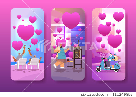 set senior people in love with pink love hearts celebrating happy valentines day set senior people in love with pink love hearts celebrating happy valentines day 111249895