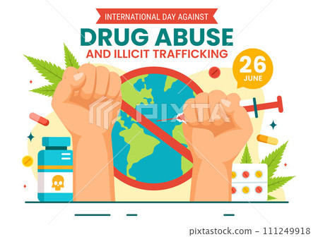 International Day Against Drug Abuse and Illicit Trafficking Vector Illustration with Anti Narcotics to Avoid Drugs and Medicines in Flat Background International Day Against Drug Abuse and Illicit Trafficking Vector Illustration with Anti Narcotics to Avoid Drugs and Medicines in Flat Background 111249918