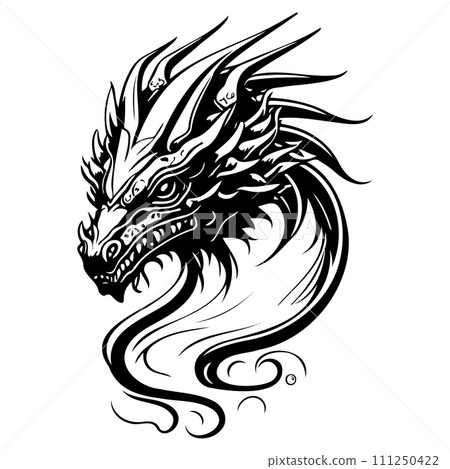 chinese head dragon illustration sketch hand draw black 111250422