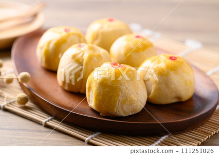 Chinese pastry mooncake, Traditional dessert celebrating in Chinese festival mid autumn or new year 111251026