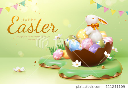 3D Green Easter holiday template 3D Green Easter holiday template 111251109
