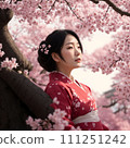 女人穿著櫻花和和服 111251242