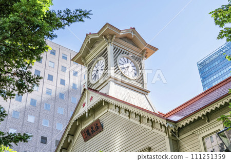 Sapporo City, Hokkaido, symbol of Sapporo and popular tourist attraction Sapporo City Clock (former Sapporo Agricultural College Performance Hall) 111251359