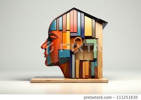 3d abstract human head,face, Psychic waves concept, Generative AI 111251630