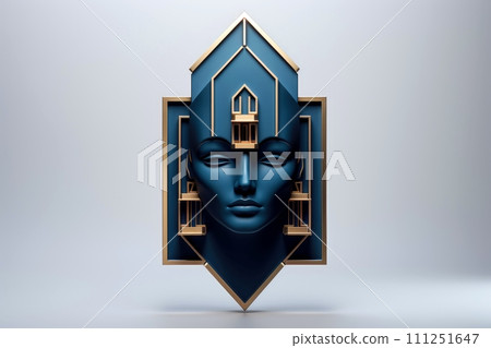 3d abstract human head,face, Psychic waves concept, Generative AI 111251647
