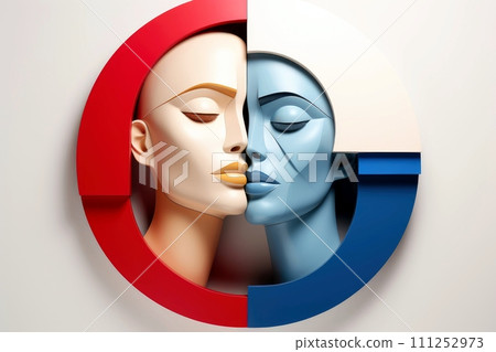 3d abstract human head,face, Psychic waves concept, Generative AI 3d abstract human head,face, Psychic waves concept, Generative AI 111252973