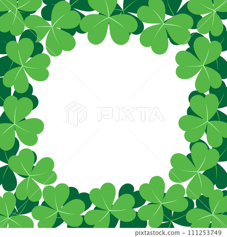 Abstract rounded shamrock frame border in trendy green. Design concept for St. Patrick greetings Abstract rounded shamrock frame border in trendy green. Design concept for St. Patrick greetings 111253749