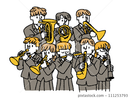 Illustration of students in the brass band 111253793