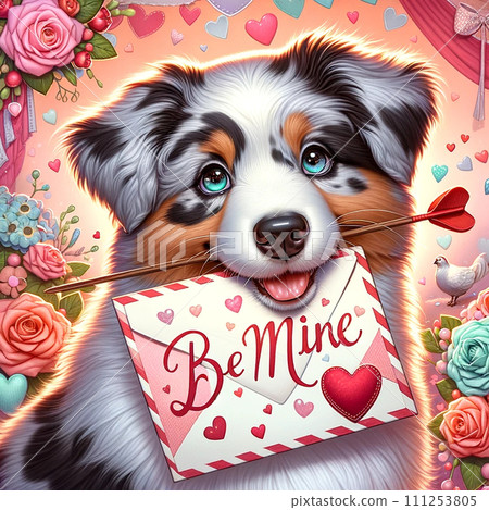 Happy Valentine's Day Cute Dog 111253805