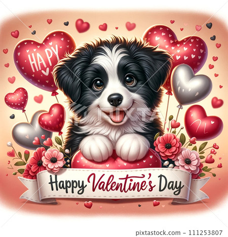 Happy Valentine's Day Dog 111253807
