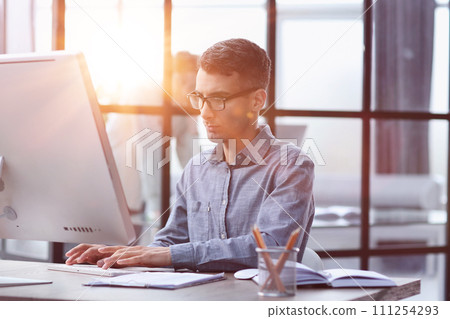 Business man, stress and frustrated for computer news, debt review and finance report Business man, stress and frustrated for computer news, debt review and finance report 111254293