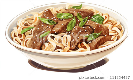 Hand drawn cartoon beef noodles illustration Hand drawn cartoon beef noodles illustration 111254457