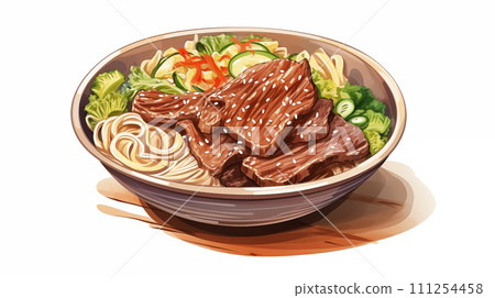 手绘卡通牛肉面插画 手绘卡通牛肉面插画 111254458
