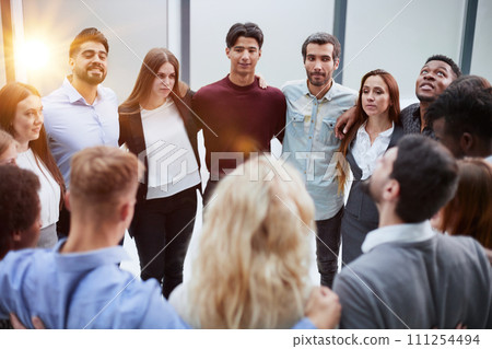 Conversation, talking or discussion for about us, faq and equality workplace with trust 111254494